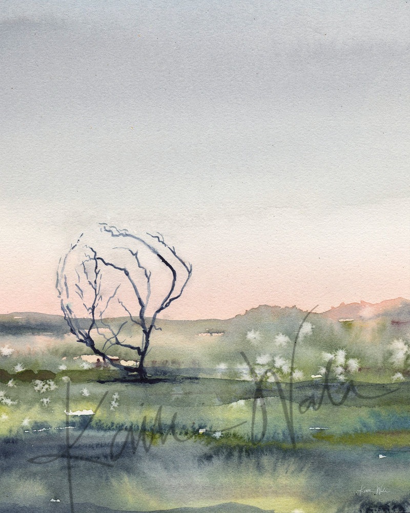 Landscape of tree in an irish field in the shape of coronary vessels. doctor art