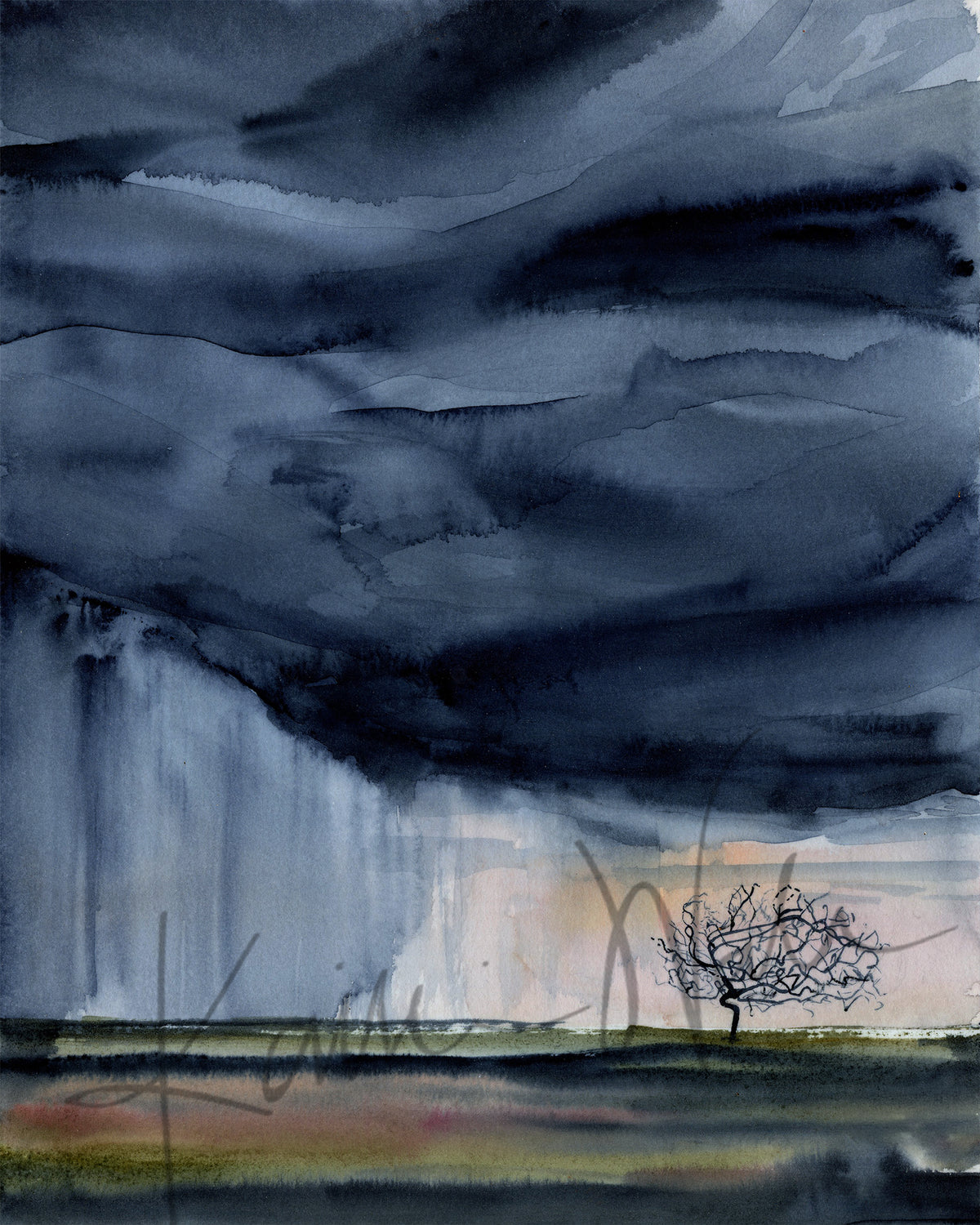 Brain angiogram looking like a tree beneath storm clouds