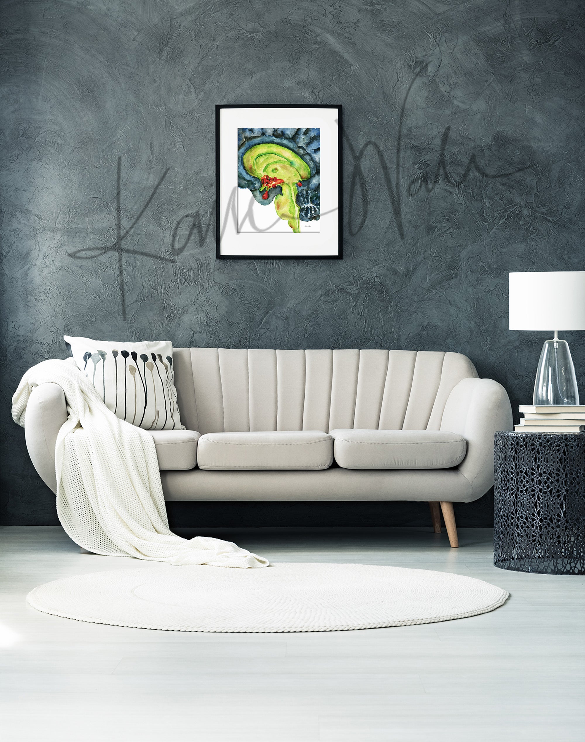 Endocrine Brain Watercolor Print - Lyon Road Art