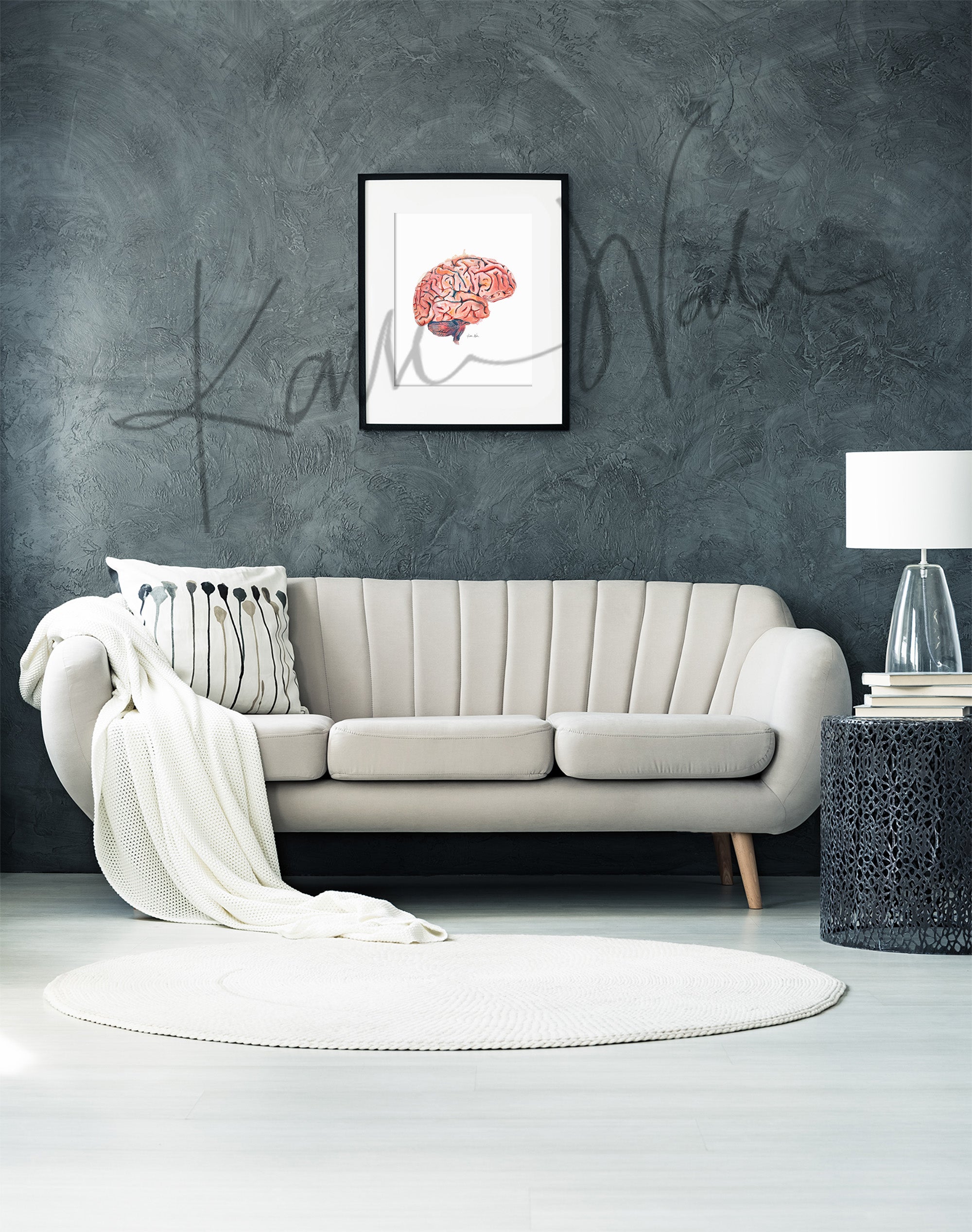 Sagittal Brain Watercolor Print - Lyon Road Art