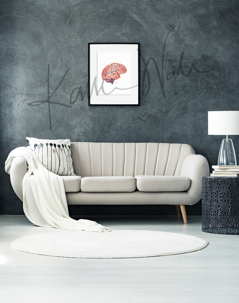 Sagittal Brain Watercolor Print - Lyon Road Art