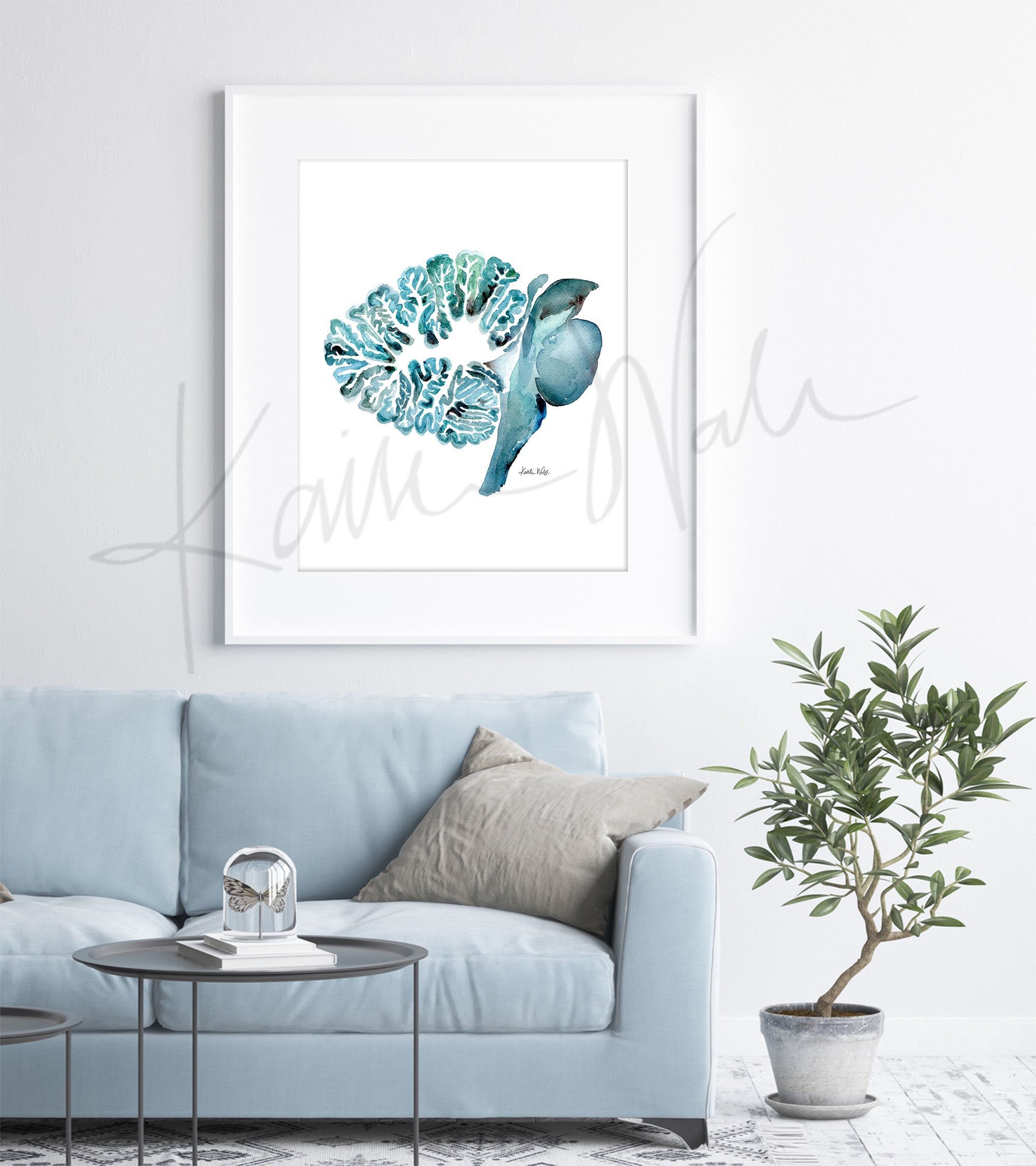 Cerebellum in Turquoise Watercolor Print - Lyon Road Art