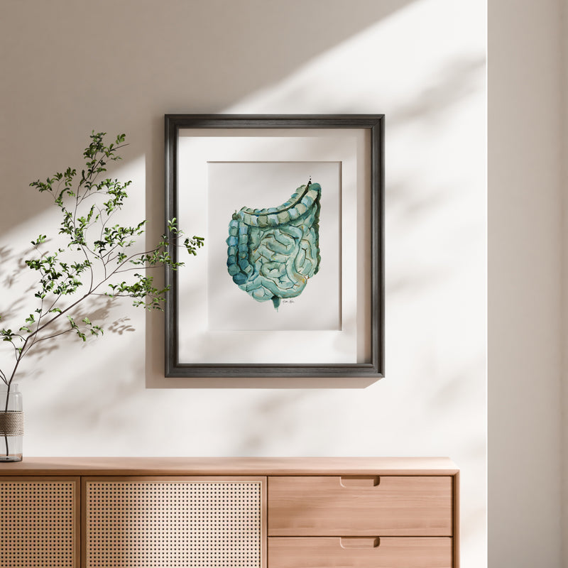 Intestines in Blue-Green Watercolor Print - Lyon Road Art
