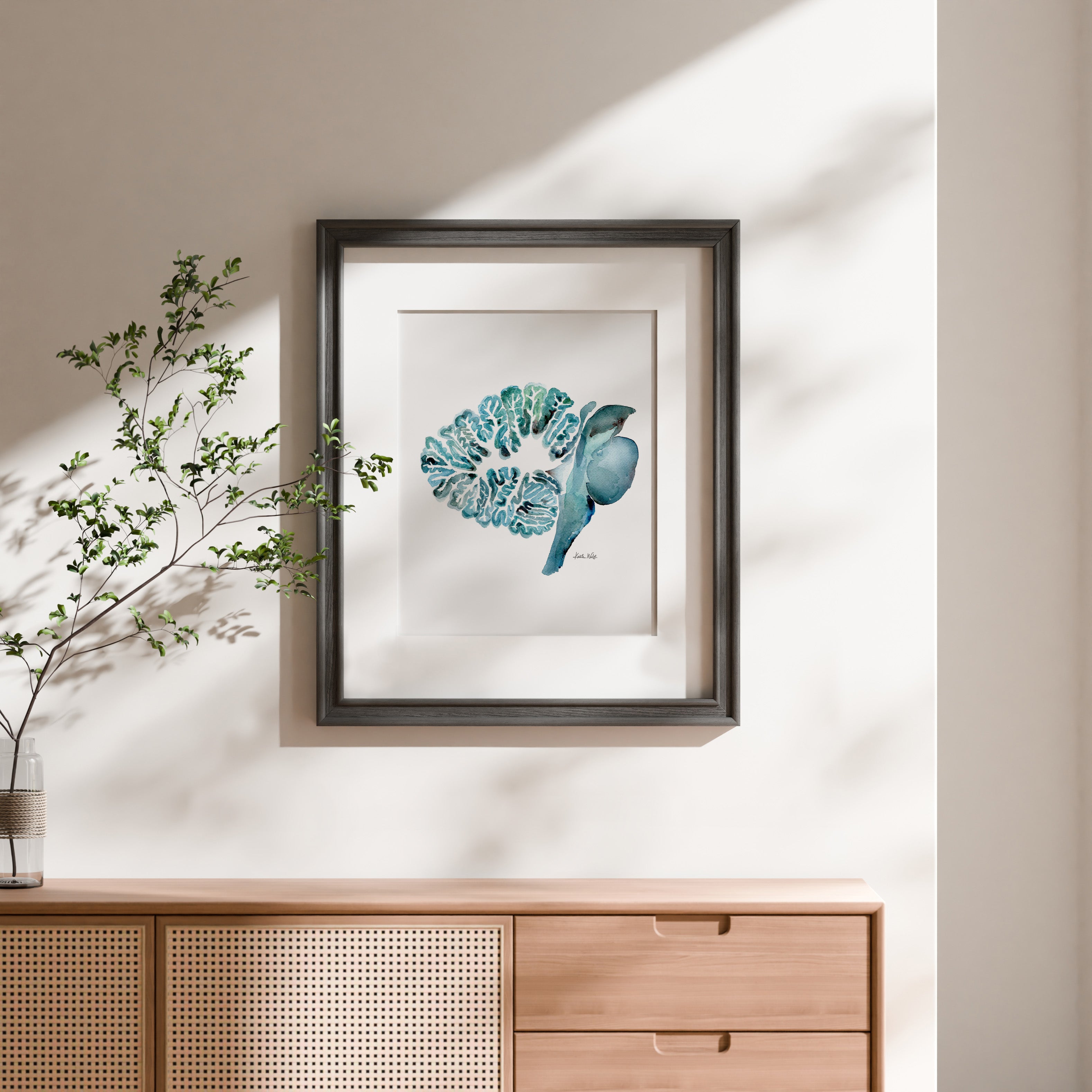 Cerebellum in Turquoise Watercolor Print - Lyon Road Art