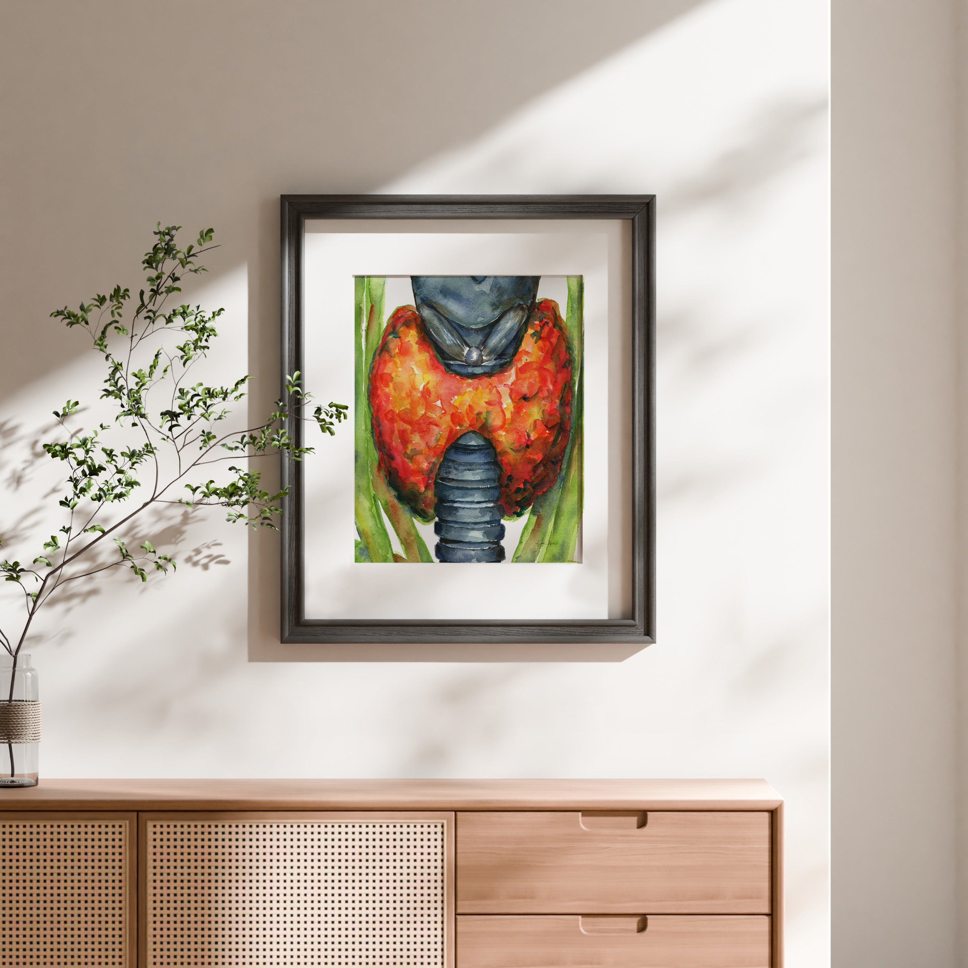 Thyroid in Red Watercolor Print - Lyon Road Art