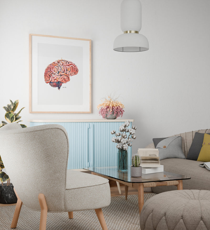 Sagittal Brain Watercolor Print - Lyon Road Art
