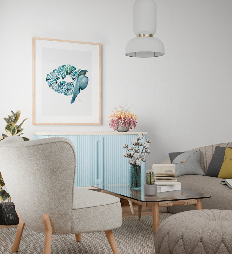 Cerebellum in Turquoise Watercolor Print - Lyon Road Art