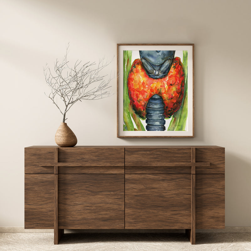 Thyroid in Red Watercolor Print - Lyon Road Art