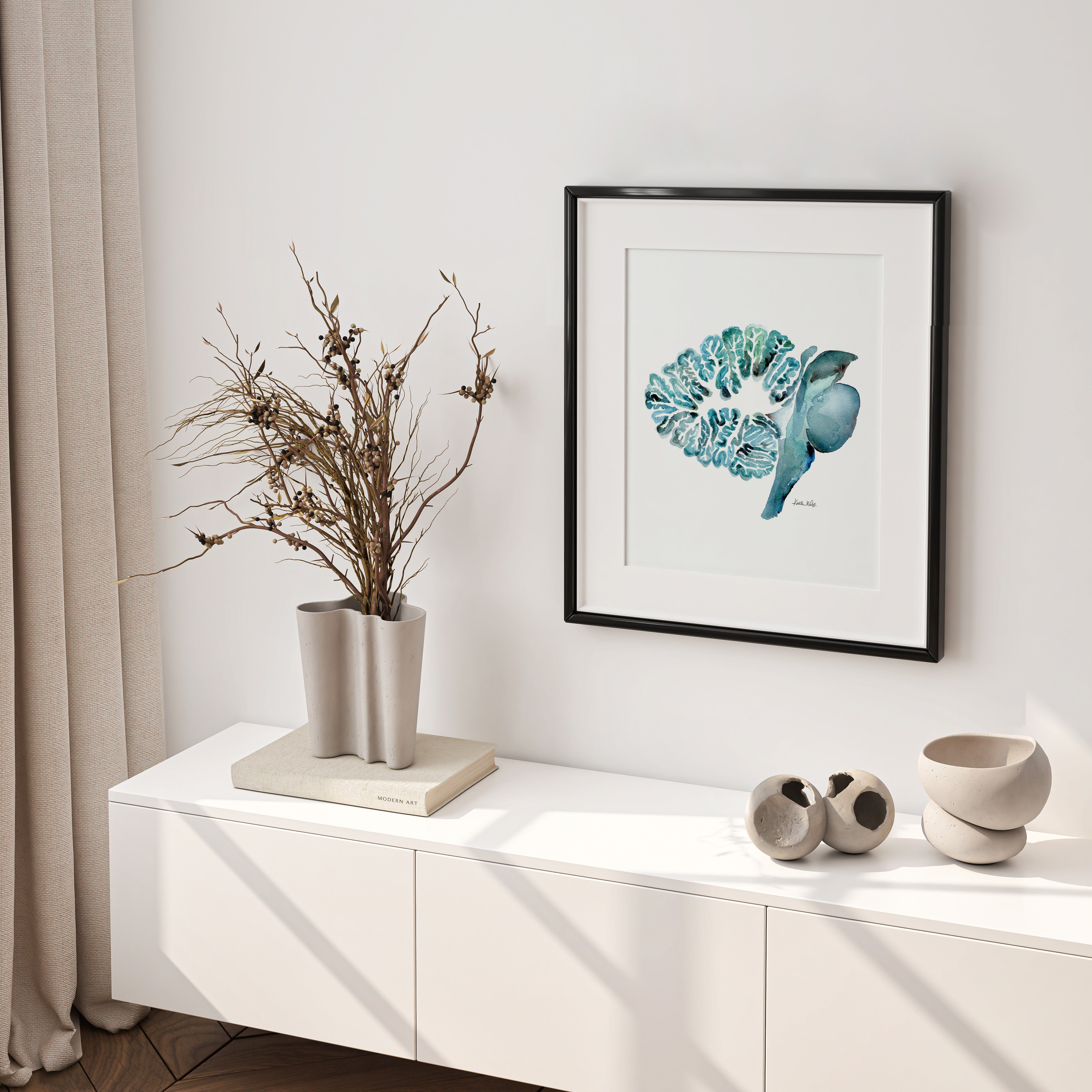Cerebellum in Turquoise Watercolor Print - Lyon Road Art