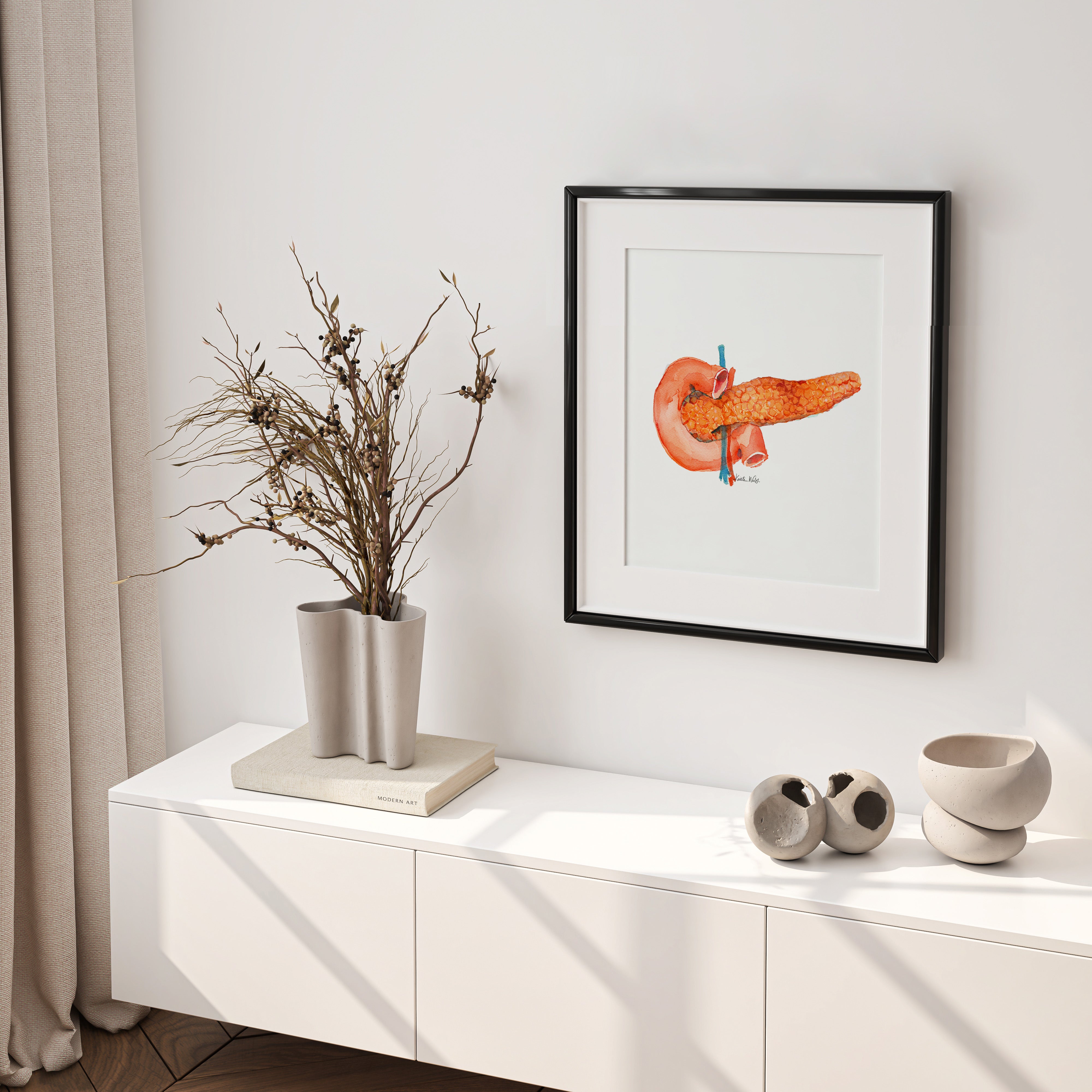 Anatomical Pancreas Watercolor Print - Lyon Road Art