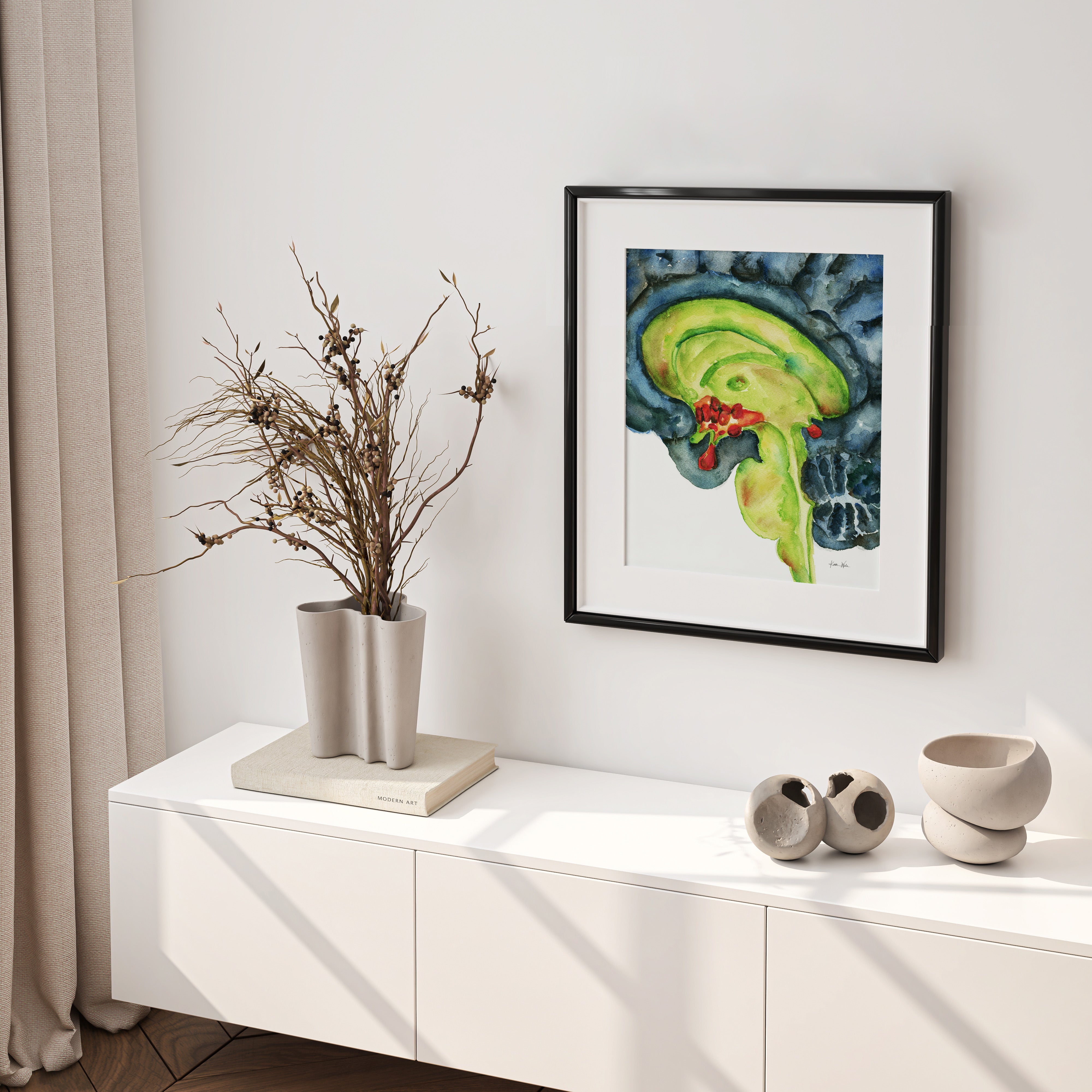 Endocrine Brain Watercolor Print - Lyon Road Art