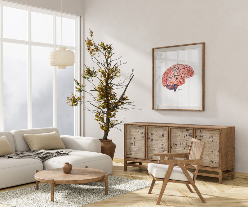 Sagittal Brain Watercolor Print - Lyon Road Art