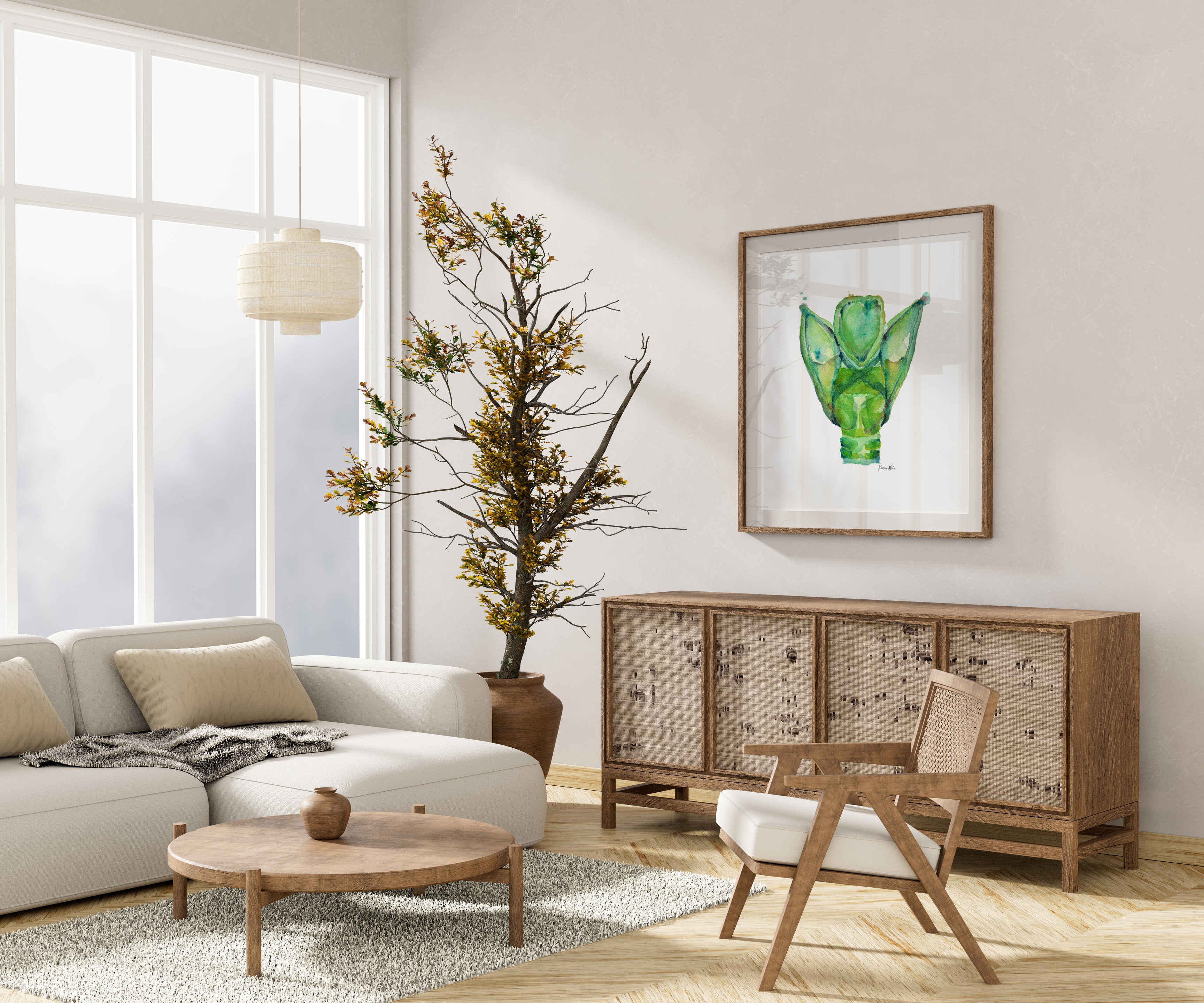 Larynx in Green Watercolor Print - Lyon Road Art