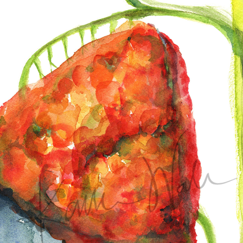 Adrenal Gland in Red Watercolor Print - Lyon Road Art