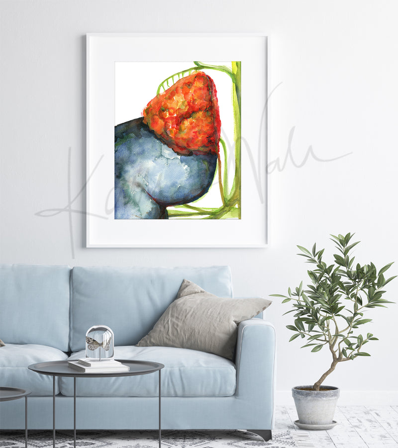 Adrenal Gland in Red Watercolor Print - Lyon Road Art