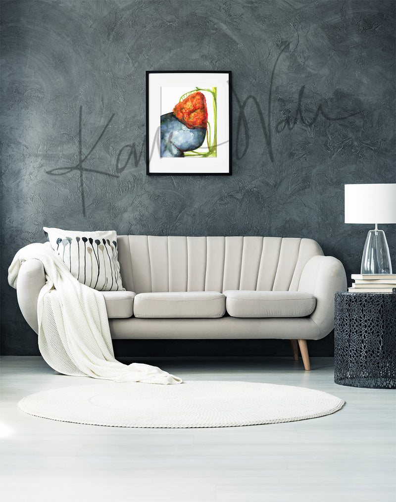 Adrenal Gland in Red Watercolor Print - Lyon Road Art