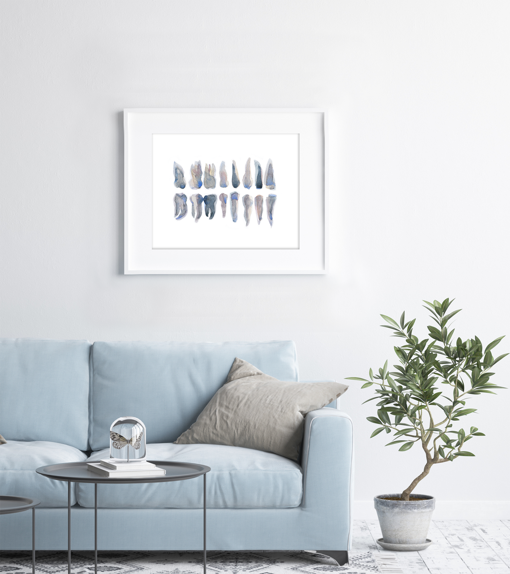 Blue Gray Teeth Dental Watercolor DIGITAL DOWNLOAD