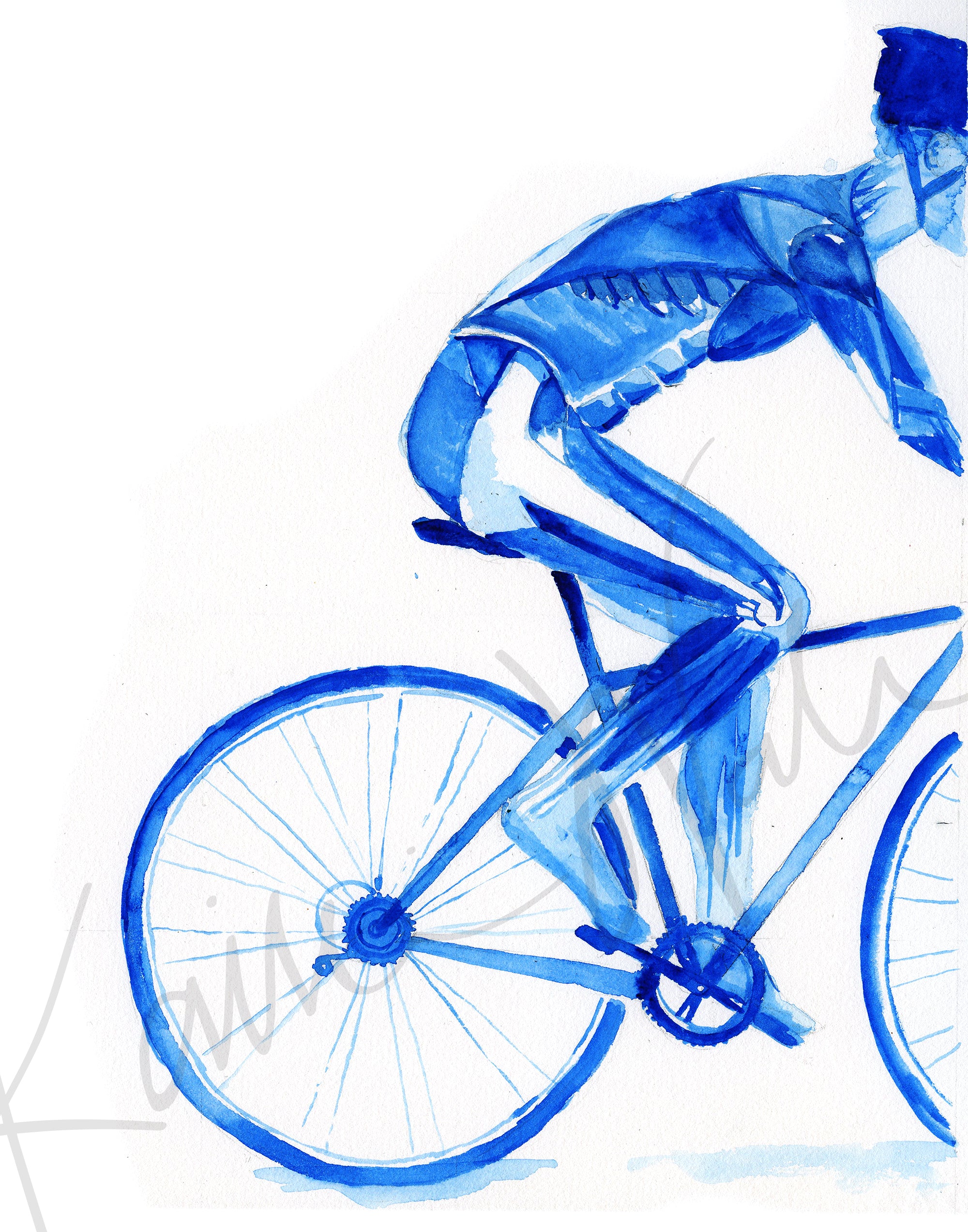 Biker's Muscular Anatomy Watercolor Print