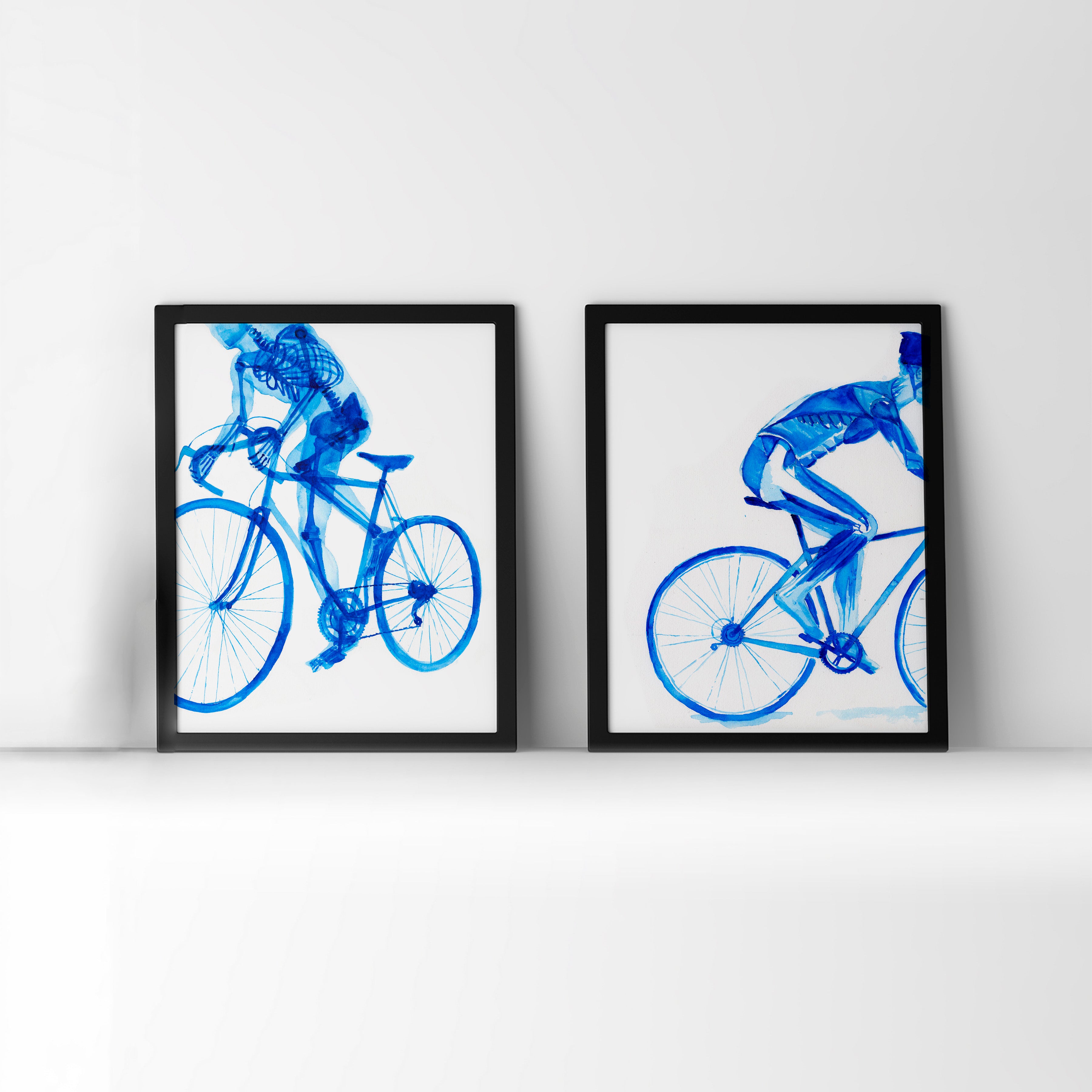 Biker Anatomy Watercolor Print Set of 2