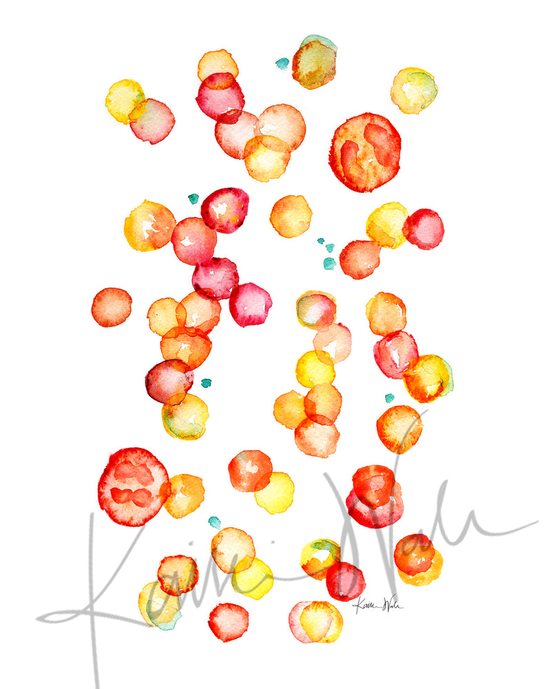 Blood cells in red watercolor art- anatomy art- hematology- gift for doctor- gift for nurse