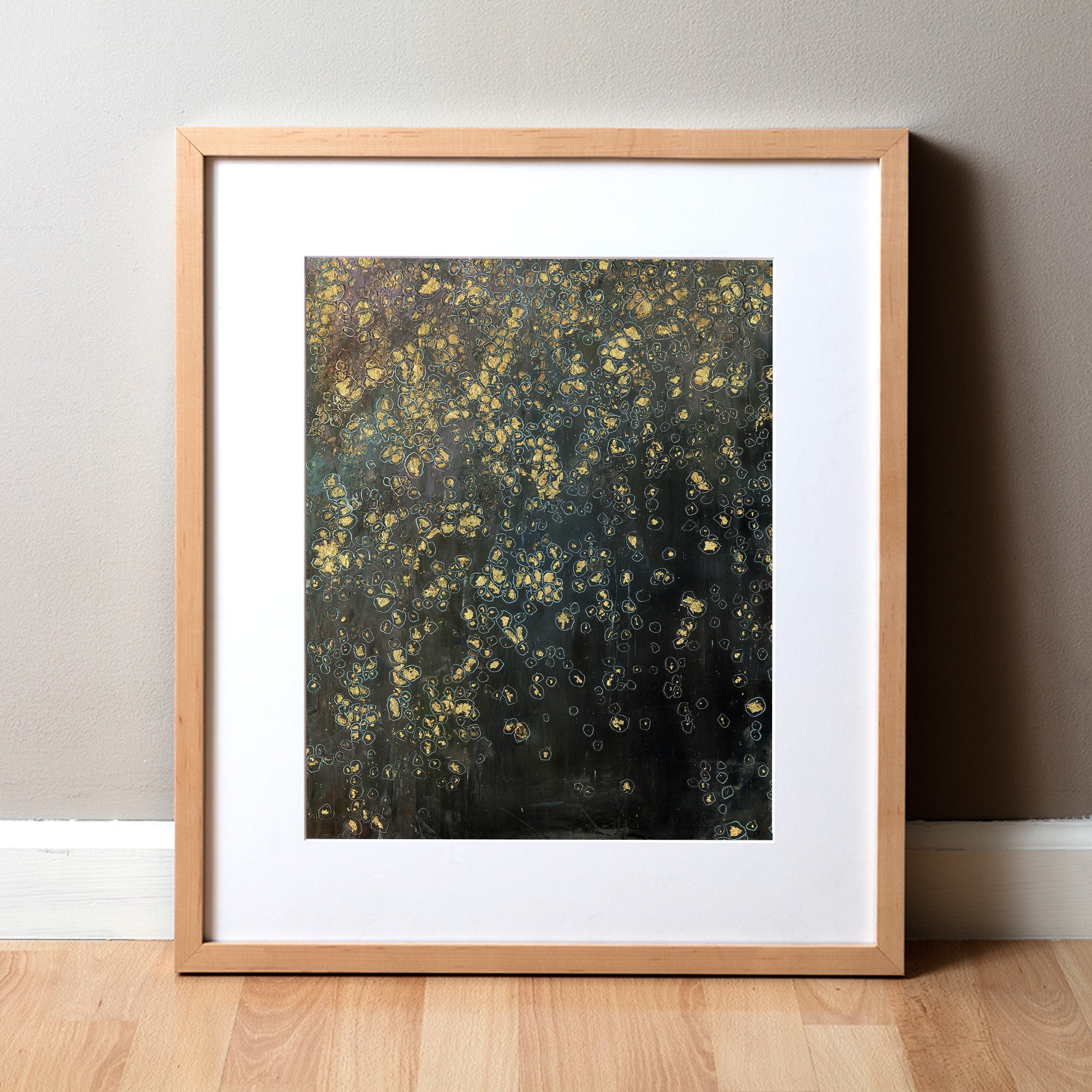 Oil and cold wax fine art print of histology cells. Abstract anatomy art that is a great medical or doctor gift or would work for doctor's office art.