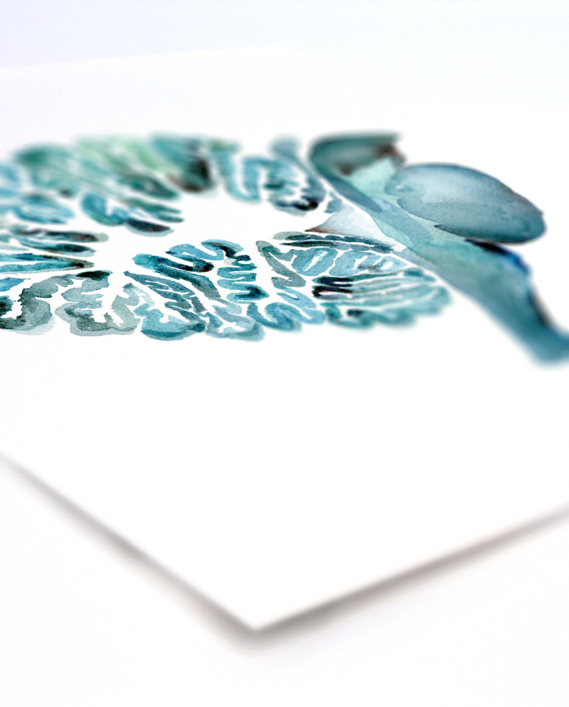 Cerebellum in Turquoise Watercolor Print - Lyon Road Art