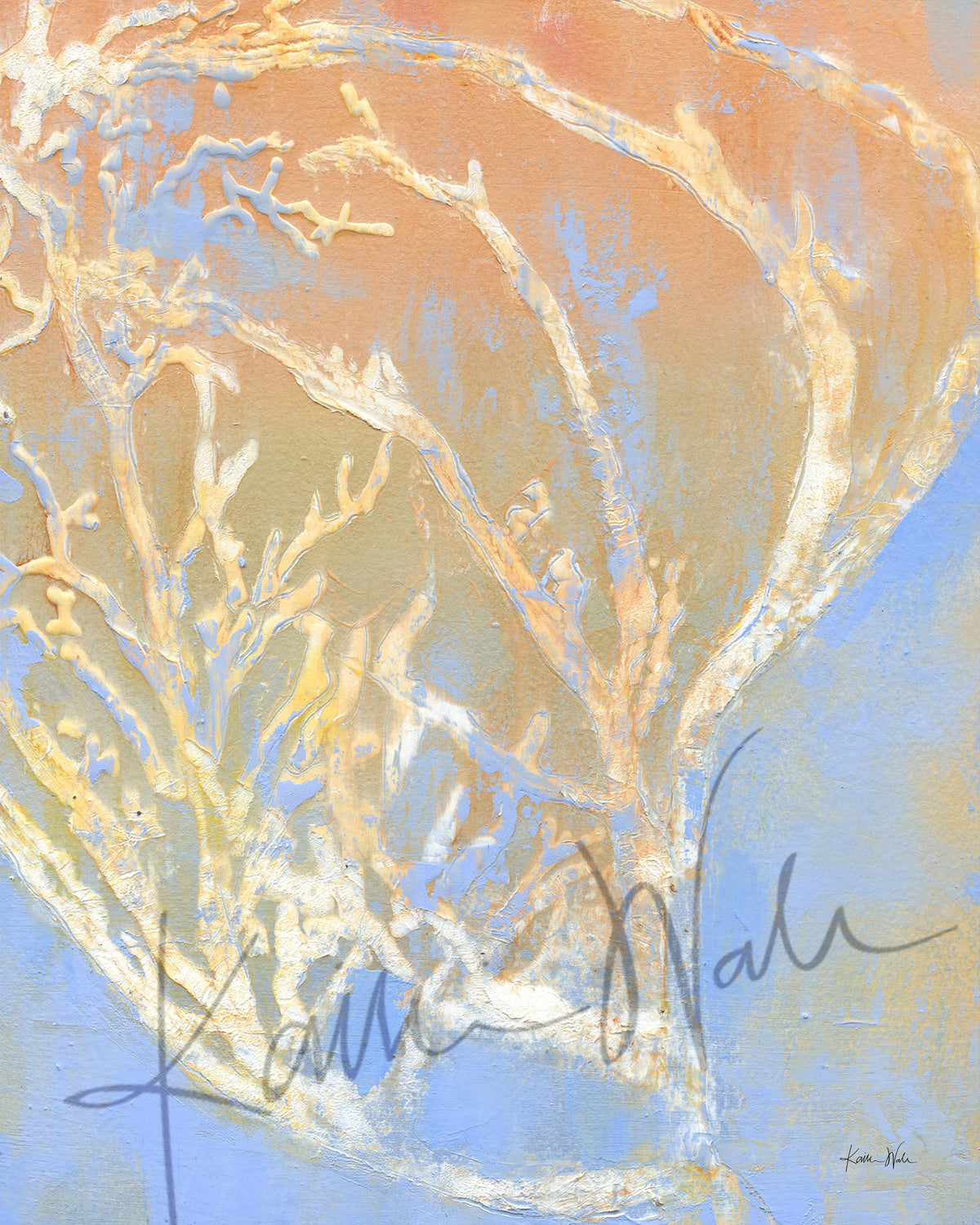 Coronaries of Coral Anatomical Landscape Oil and Cold Wax Print