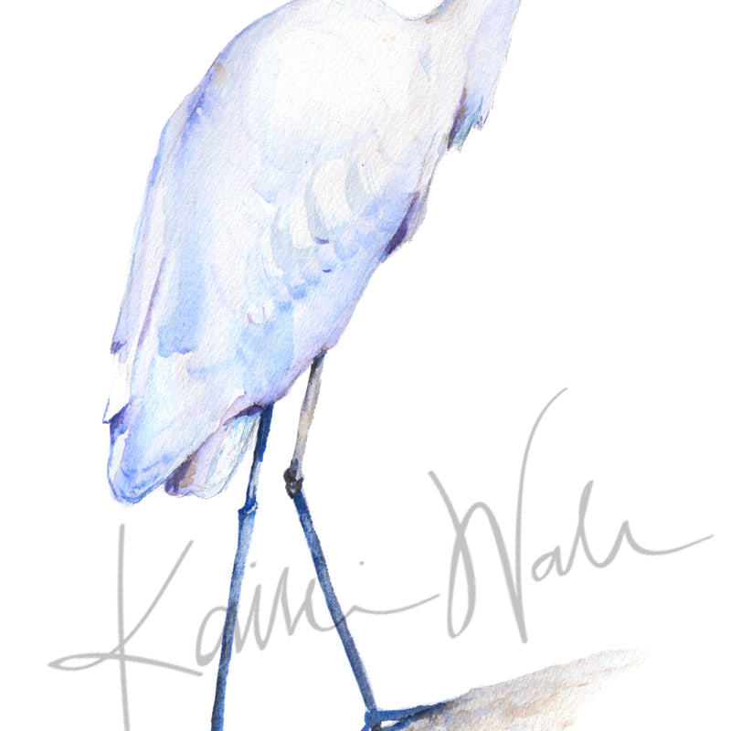 Egret Watercolor Print - Lyon Road Art