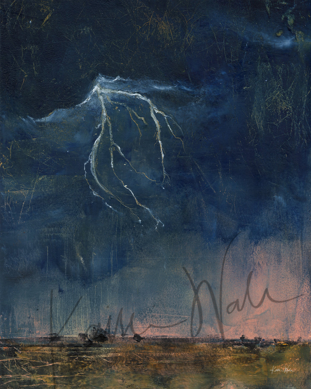 Electrical Pathways Anatomical Landscape Oil and Cold Wax Print