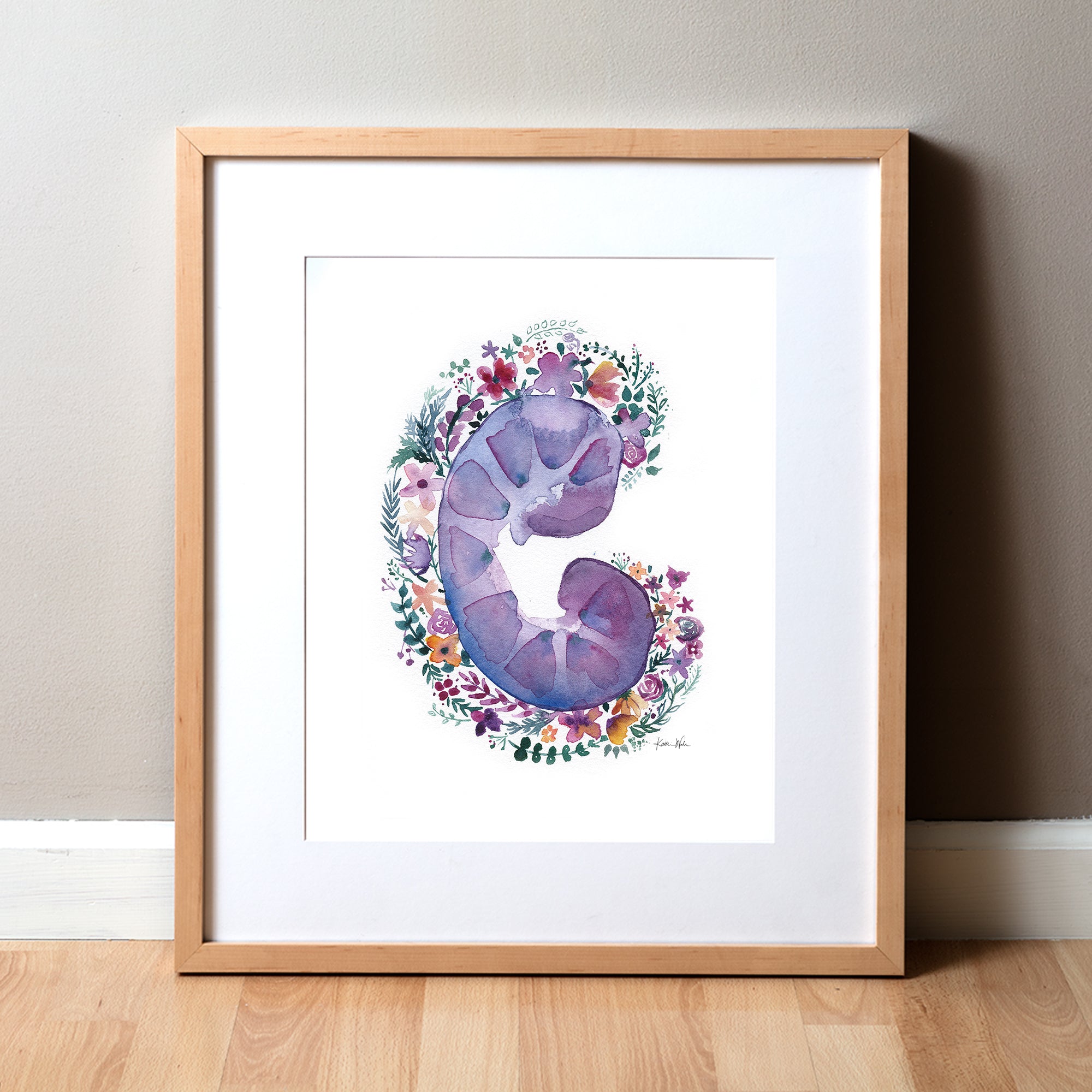 Pretty Kidney Watercolor Print – Lyon Road Art