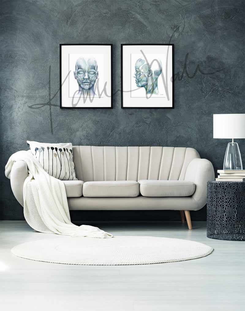 Muscles of Facial Expression Watercolor Print Set - Lyon Road Art