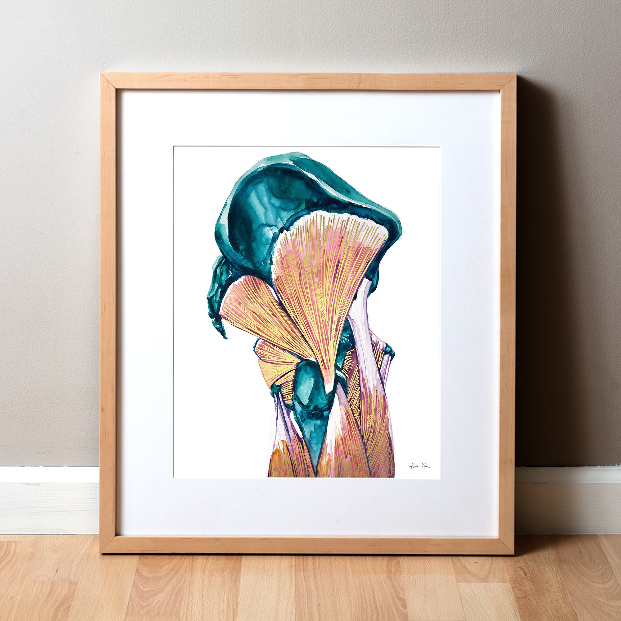 Framed artwork of the muscles of the hip joint. The medical art is for a PT clinic or a gift for a physical therapist or a doctor gift.