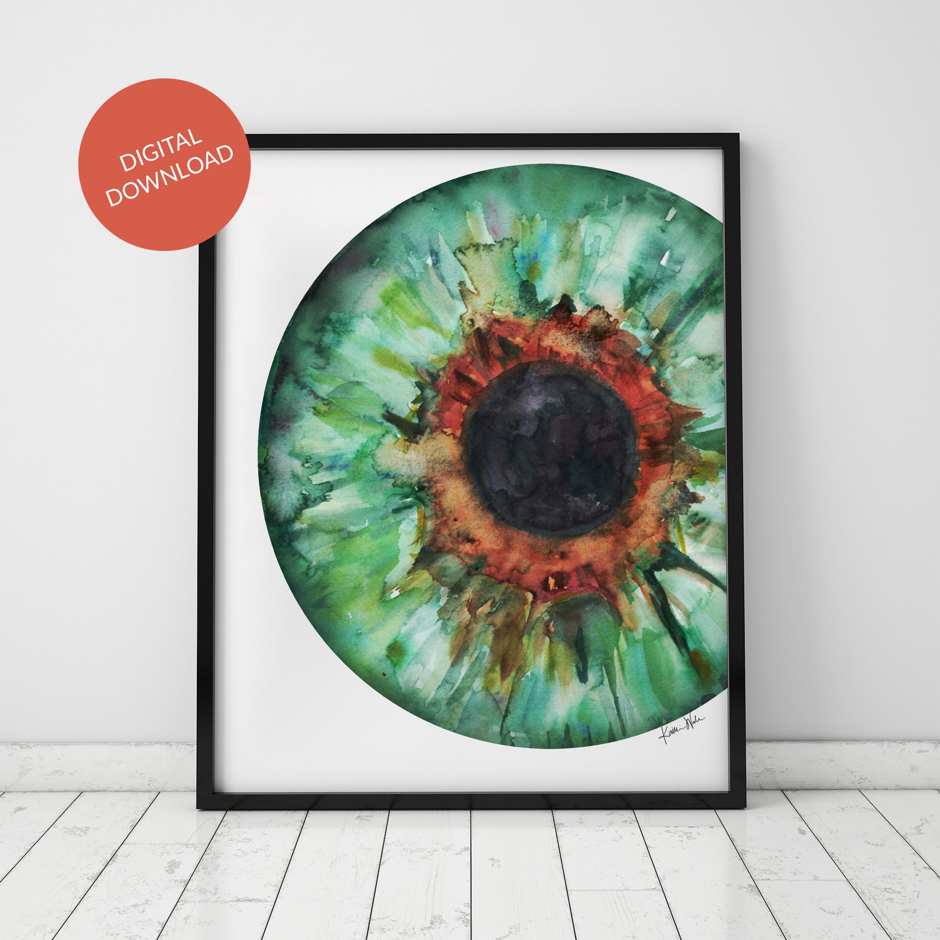 Iris in Green Optometry Watercolor DIGITAL DOWNLOAD