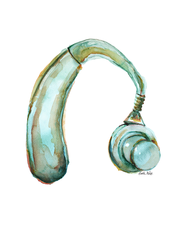 BTE Hearing Aid Watercolor Print