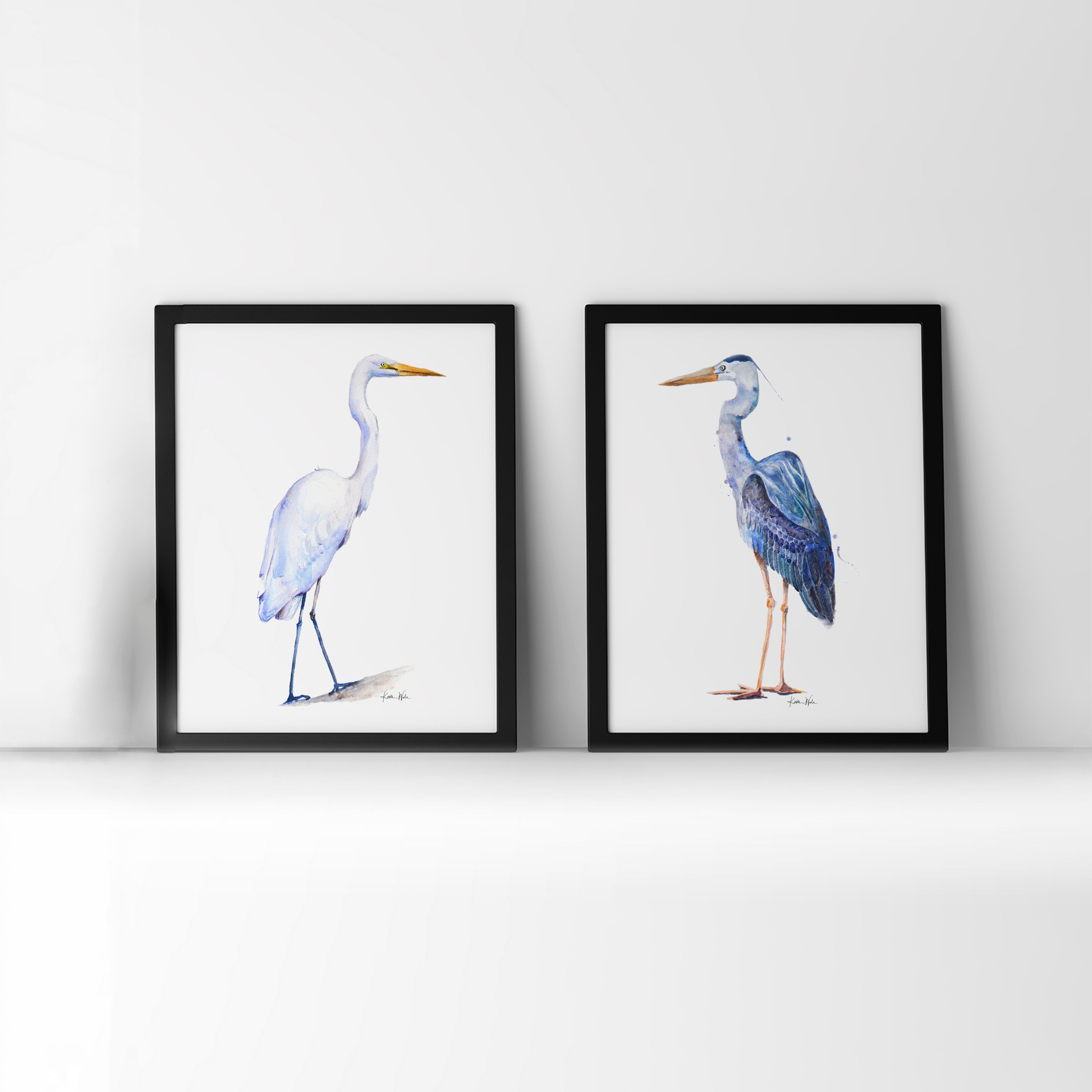 Heron and Egret Watercolor Print Set - Lyon Road Art
