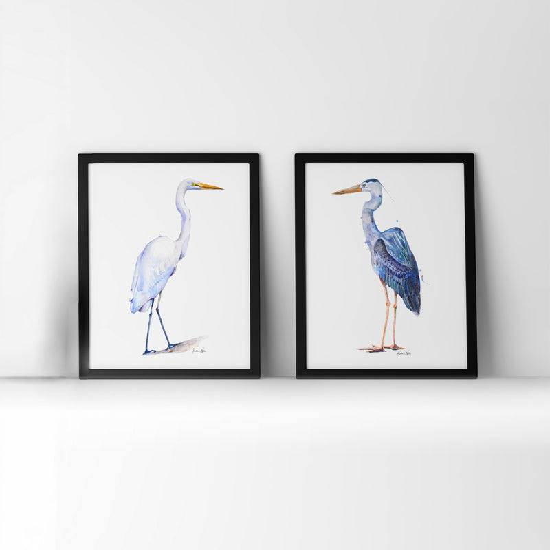 Heron and Egret Watercolor Print Set - Lyon Road Art