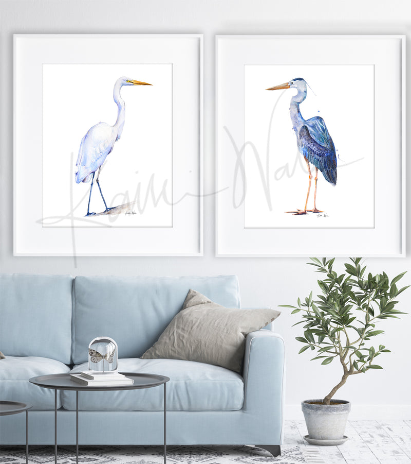 Heron and Egret Watercolor Print Set - Lyon Road Art