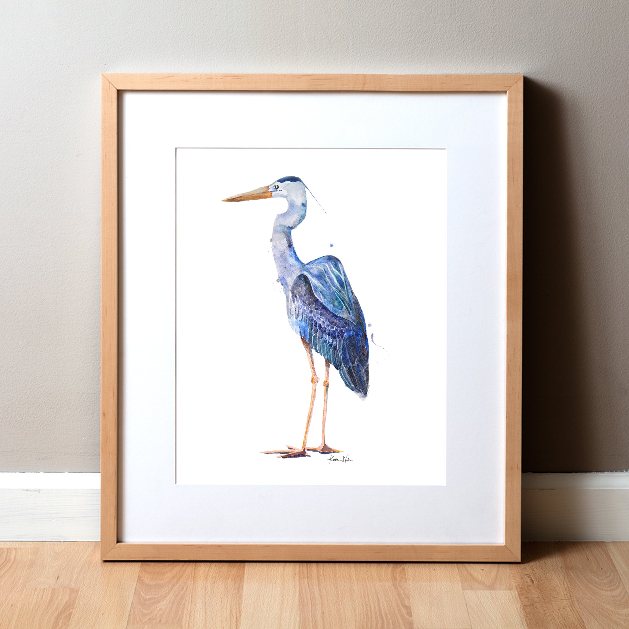Great Blue Heron Watercolor Print - Lyon Road Art