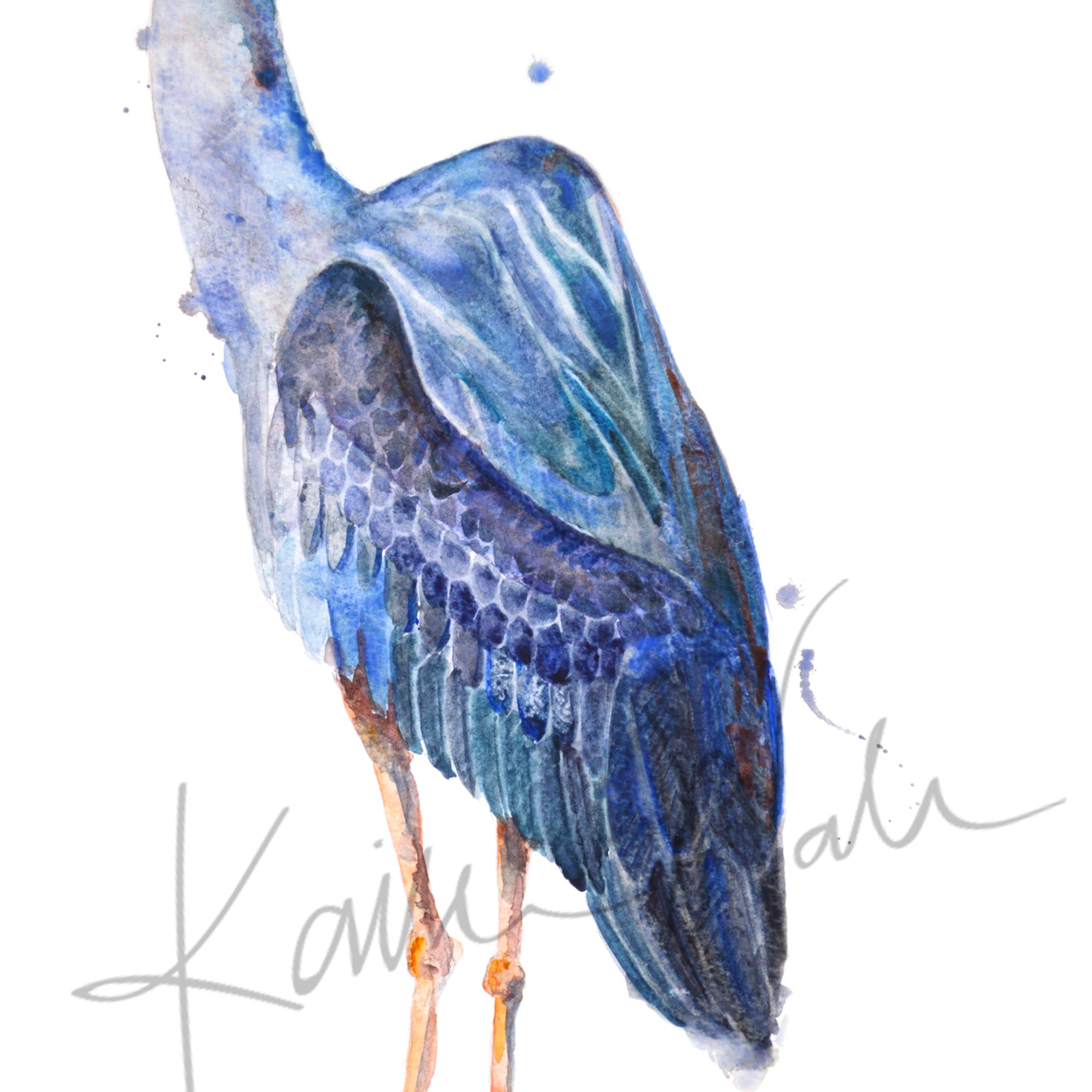Great Blue Heron Watercolor Print - Lyon Road Art