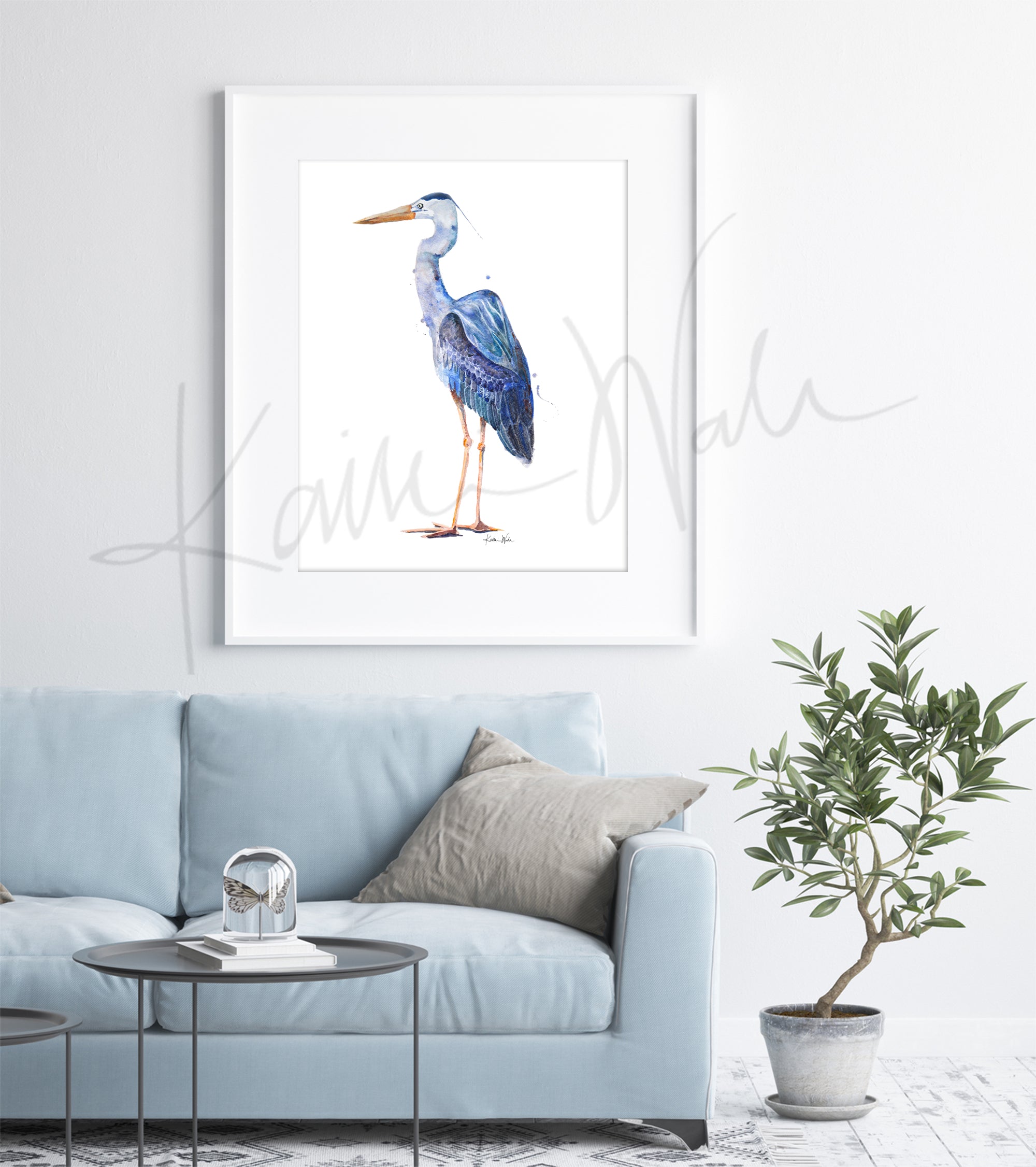 Great Blue Heron Watercolor Print - Lyon Road Art