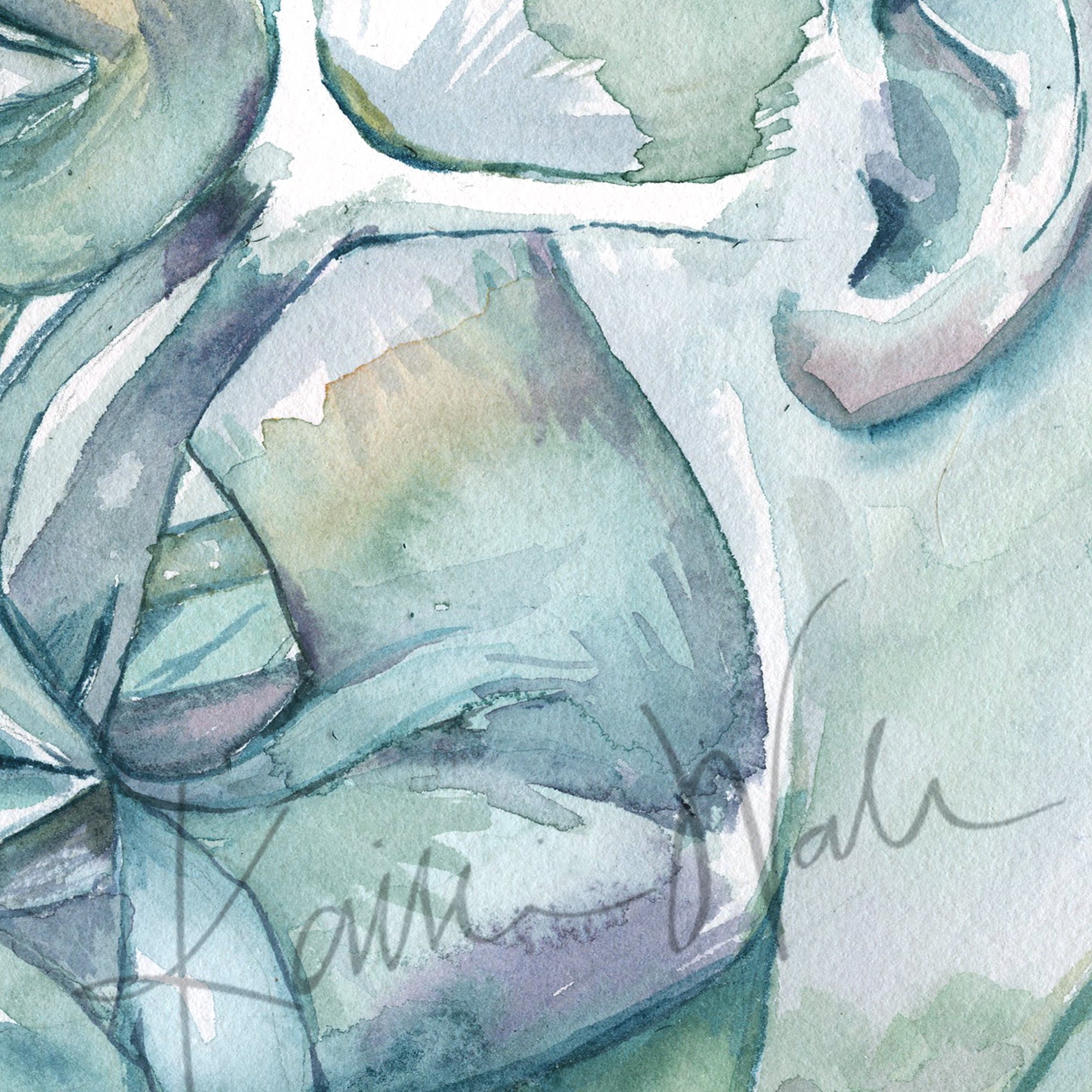 Profile of the Muscles of Facial Expression Watercolor Print - Lyon Road Art