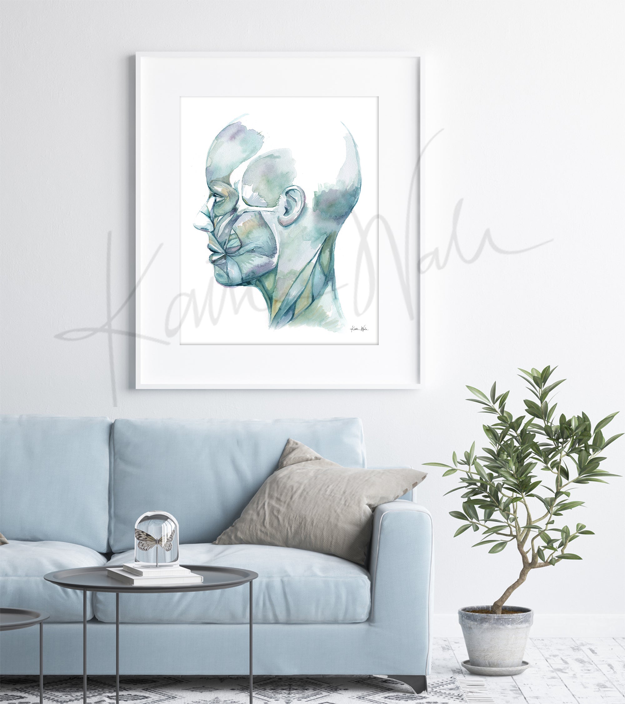 Profile of the Muscles of Facial Expression Watercolor Print - Lyon Road Art