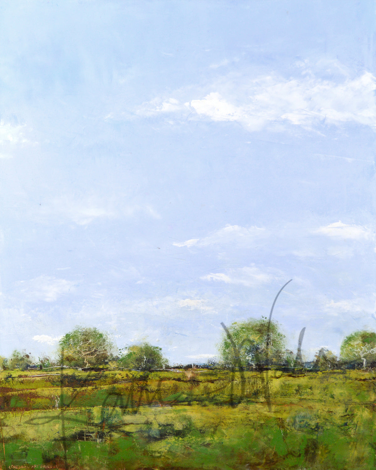 Pastoral Peace of Mind Neurology Anatomical Landscape Oil and Cold Wax Print