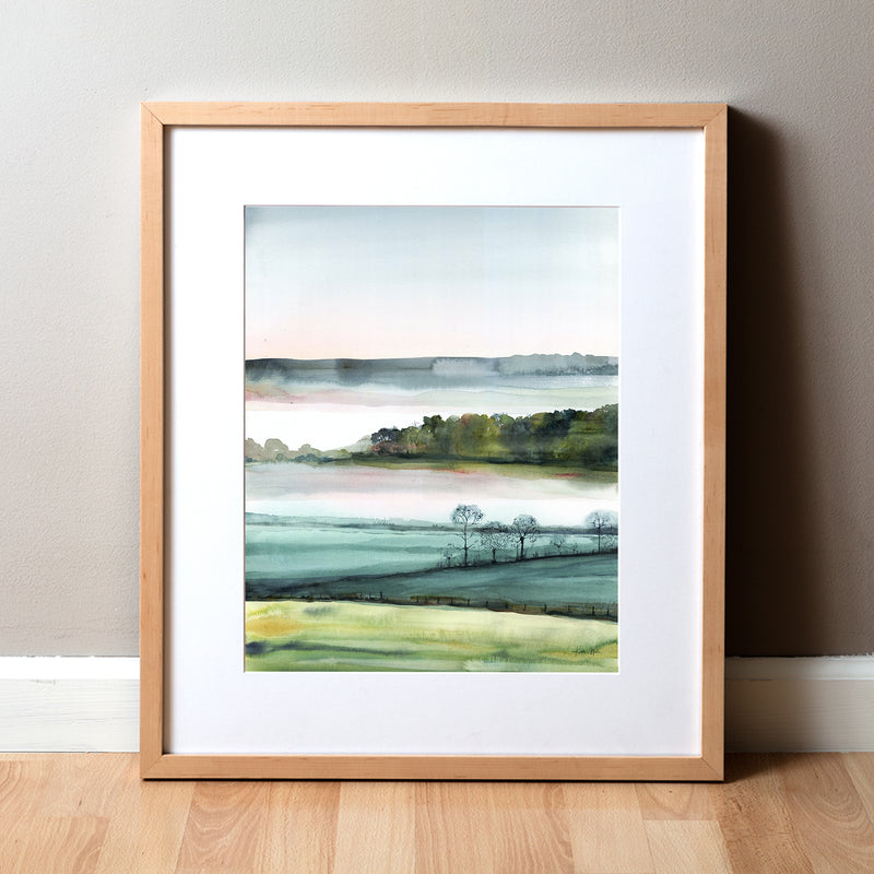 painting of a misty landscape with trees that are actually neurons