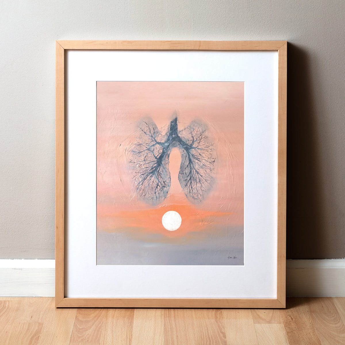 Rise and Breathe Anatomical Landscape Oil and Cold Wax Print