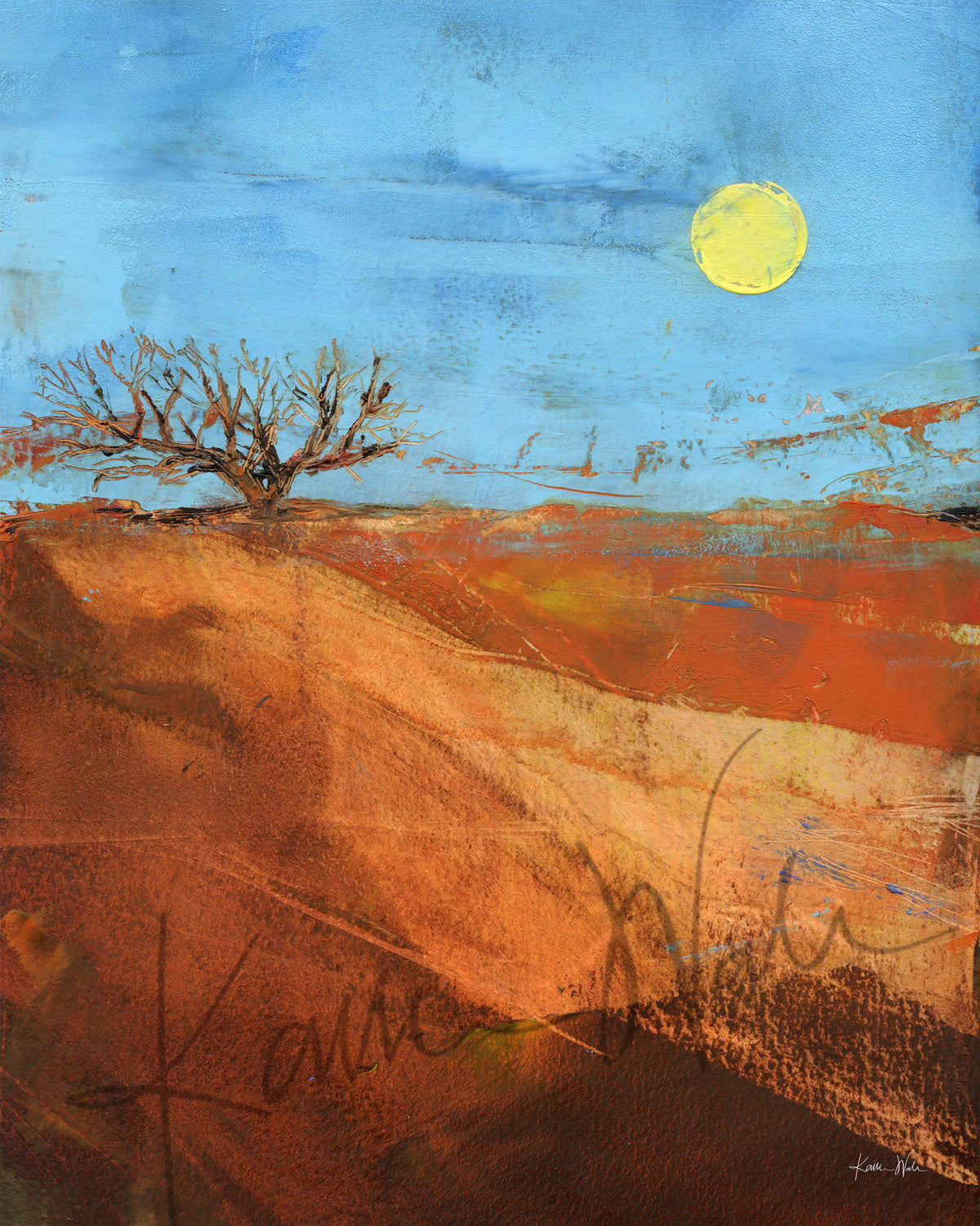 Savor the Dry Heat Pulmonary Anatomical Landscape Oil and Cold Wax Print