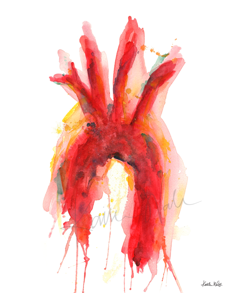 Abstract Aorta Print Watercolor- Cardiovascular art - Anatomy Art- Art for Doctor, Nurse, Medical Student
