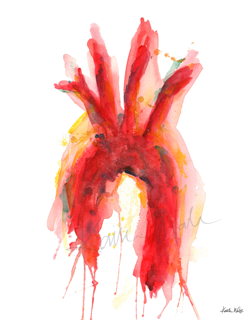 Cardiovascular Print Set Watercolor- Aorta - Cardiovascular medical art