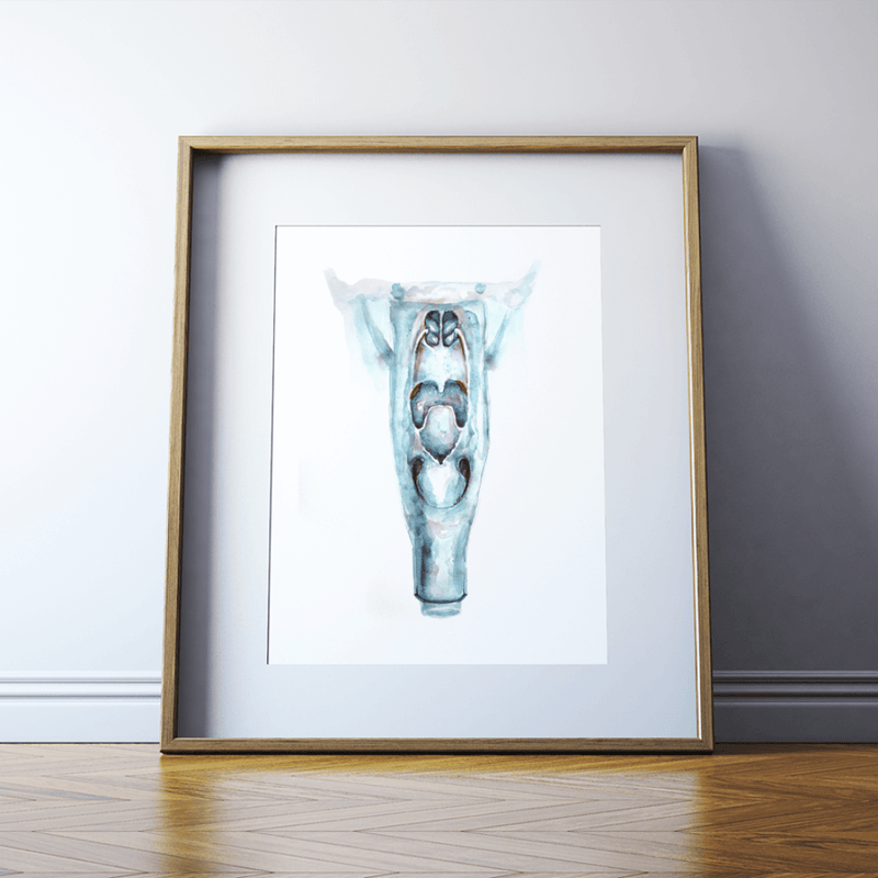 Pharynx In Blue Print Watercolor