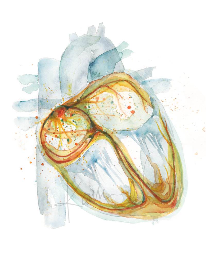 Electric Pathways Heart Watercolor Print